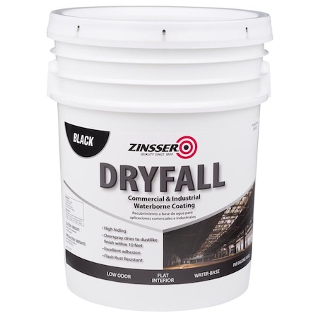 Zinsser Zinsser DryFall Flat Black Water-Based Dryfall Waterbone Coating Interior 5 gal 293233